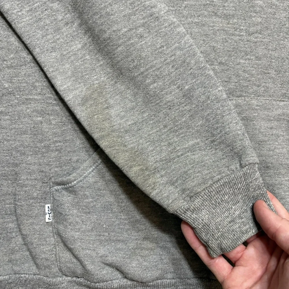 Vtg 80s Levi's Hoodie Sweatshirt Mens Medium Gray Made USA Chest Logo White Tab